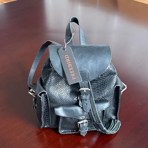 Freebird Charcoal Snake Print Backpack - Picture 2 of 14